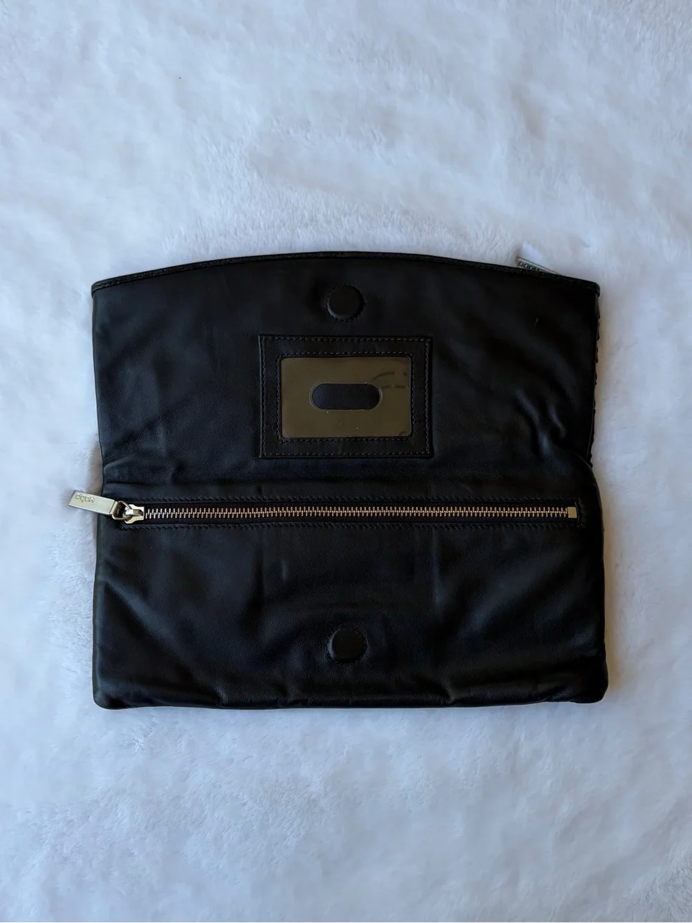 HOBO Black Woven Leather Fold-Over Clutch